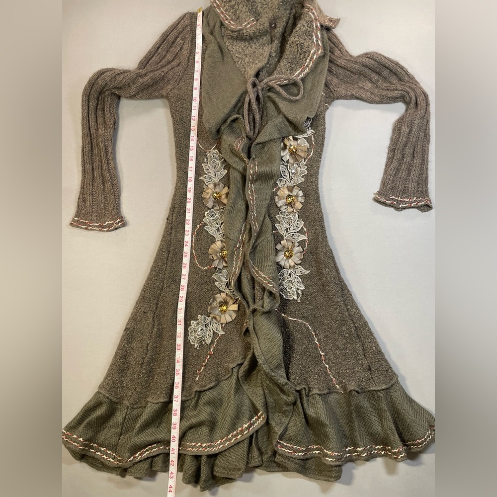 Forla Paris Drape-Front Ruffle Duster Cardigan, Bohemian & Romantic - Medium - Picture 15 of 17